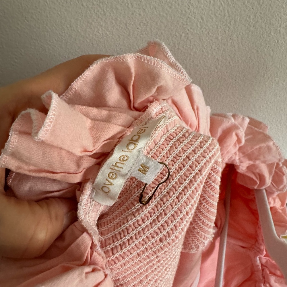 Tuckernuck Love The Label Off The Shoulder Tiered Mini Ruffle Dress M Coquette - Picture 5 of 9